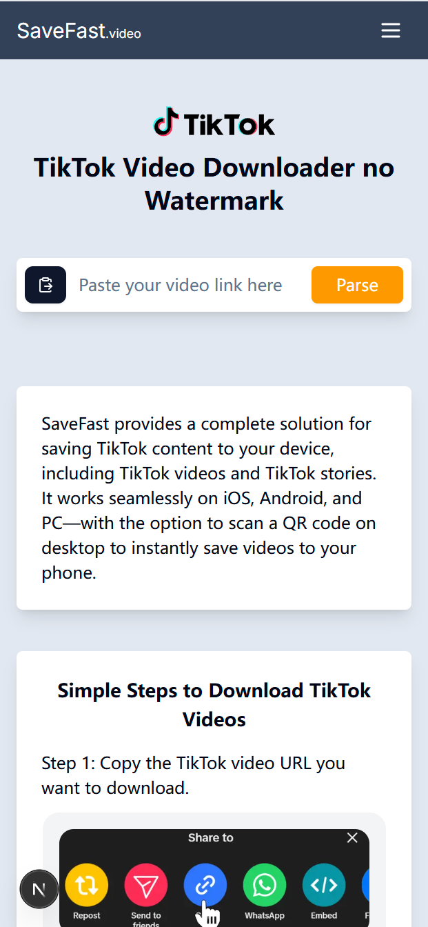 Download TikTok with SaveFast